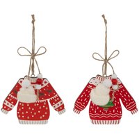 2er-Set Weihnachtspullover aus Holz H.12cm - Atmosphera créateur d'intérieur von ATMOSPHERA