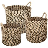 Atmosphera - Set aus 3 runden Aufhängungkörben Etnik - geflochtenes Schilfrohr créateur d'intérieur von ATMOSPHERA