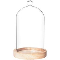 Atmosphera - Glocke - Glas und Holz - H19 cm Beige von ATMOSPHERA