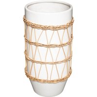 Vase - Keramik und Rattan - weiß - H25 cm Atmosphera Weiß von ATMOSPHERA