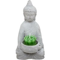 Atmosphera - Kerzenhalter Buddha - Zement - grau - H15 cm Grau von ATMOSPHERA