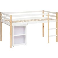 Kinderbett mit ausziehbarem Schreibtisch - Kiefer - weiß - 110x196 cm Atmosphera Naturholz von ATMOSPHERA