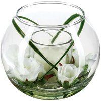 Atmosphera - Künstliches Blumenarrangement Kerze Vase Glas H10cm - Model 1 - Model 1 von ATMOSPHERA
