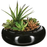 Arrangement aus Kunstpflanzen - Keramikvase - H6 cm Atmosphera Schwarz von ATMOSPHERA