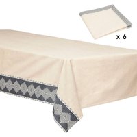Atmosphera - Set Tischdecke und 6 Servietten Inuit Baumwolle Elfenbeinweiß 250x150cm créateur d'intérieur von ATMOSPHERA