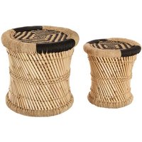 Atmosphera - Set aus 2 natürlichen Beistelltischen aus schwarzem Seil naturel von ATMOSPHERA