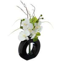 Atmosphera - Vase Künstliche Orchideen Keramikvase H44cm - Schwarz weiß - Model 2 von ATMOSPHERA