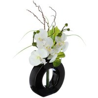 Vase Künstliche Orchideen Keramikvase H44cm - Schwarz weiß von ATMOSPHERA