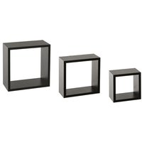 3 kleine wandregale fixy würfel schwarz - Set aus 3 schwarzen - würfelförmigen Wandregalen - mdf - Maße b. 15 x t. 9 x h. 15 cm l. 20 x t. 9 x h. 20 von FIVE