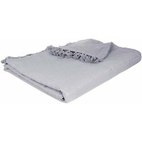 Tagesdecke 100% Baumwolle in grau mit Fransen 230x250 cm auf dem Sofa von ATMOSPHERA
