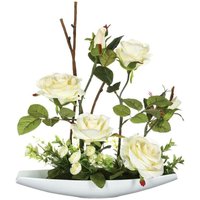 Atmosphera - Arrangement aus künstlichen Rosen - Topf - Zement - H36 -5 cm. créateur d'intérieur von ATMOSPHERA