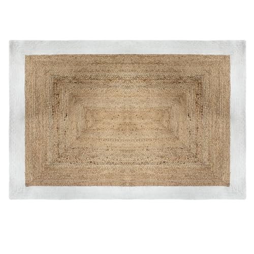 Atmosphera - Juteteppich mit weißem Rand 120 × 170 cm - Weiß von ATMOSPHERA CREATEUR D'INTERIEUR