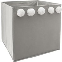 Atmosphera - Kinder-Aufbewahrungsbox mit Pompons - grau Grau von ATMOSPHERA