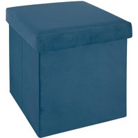 Atmosphera - Klappbarer Sitzsack Tess blau aus Samt Blau von ATMOSPHERA