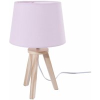 Nachttischlampe für Kinderzimmer oder Schlafzimmer 31 cm rosa Holz und Stoff von ATMOSPHERA