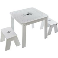 Set Tisch + 2 Hocker für Kinderzimmer Atmosphera Grau - Gris von ATMOSPHERA
