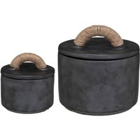 Set aus 2 Dosen Ori - Keramik und Jute - schwarz Atmosphera créateur d'intérieur von ATMOSPHERA