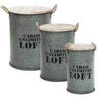 Atmosphera - Set aus 3 grauen Loft-Tonnen aus Metall créateur d'intérieur von ATMOSPHERA