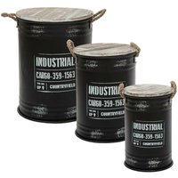 Set aus 3 schwarzen Loft-Tonnen aus Metall - Atmosphera créateur d'intérieur von ATMOSPHERA