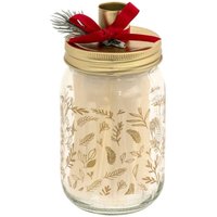 Set aus 5 Stabkerzen und passendem Windlichtglas - Beige Set aus 5 Stabkerzen und passendem Windlichtglas - Beige von ATMOSPHERA