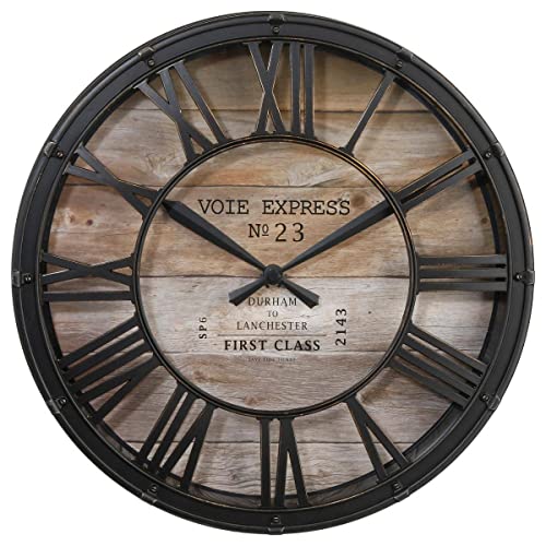 Uhr „Vintage“, schwarz und Holz D 39 cm - Kastanienbraun - Atmosphera von ATMOSPHERA CREATEUR D'INTERIEUR