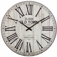 Wanduhr aus Holz mit römischen Ziffern, Old Style Uhr, weiß, Durchmesser 38 cm - Atmosphera von ATMOSPHERA
