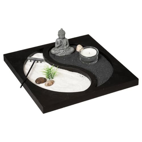 Atmosphera - Zen-Garten - Holz - schwarz - 23-5x7-5 cm - Schwarz von ATMOSPHERA CREATEUR D'INTERIEUR