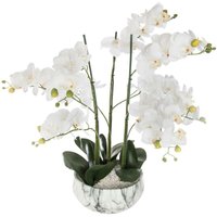 Künstliche Orchidee - marmorierter Topf H65 cm Atmosphera Weiß von ATMOSPHERA