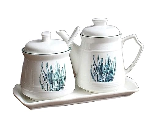 ATMRC Essig- & Ölspender Keramikflaschen for Öl und Essig, Sojasaucenflasche/Glas Essig/Olivenöl/Saucenboote Gewürzaufbewahrungsutensilien for die Küche von ATMRC
