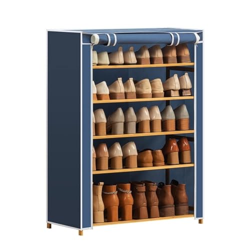 ATMRC Schuhregale 6-stufiges tragbares Schuhregal, freistehendes Schuhregal, Schrankturm, Aufbewahrungsorganisator mit Vlies Wohnzimmer(Blue) von ATMRC