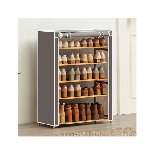 ATMRC Schuhregale 6-stufiges tragbares Schuhregal, freistehendes Schuhregal, Schrankturm, Aufbewahrungsorganisator mit Vlies Wohnzimmer(Grey) von ATMRC