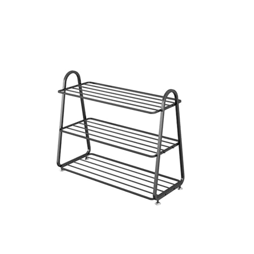 ATMRC Schuhregale Nordic Einfache Schuhregal Eisen Schuhregal Home Mehrschichtige platzsparende Schuhaufbewahrung Organizer for den Eingangsbereich Wohnzimmer(Noir,3 Tier) von ATMRC