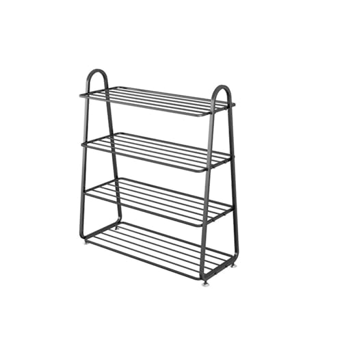 ATMRC Schuhregale Nordic Einfache Schuhregal Eisen Schuhregal Home Mehrschichtige platzsparende Schuhaufbewahrung Organizer for den Eingangsbereich Wohnzimmer(Noir,4 Tier) von ATMRC
