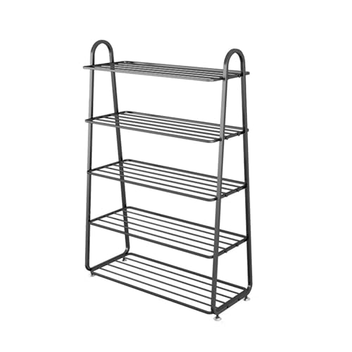 ATMRC Schuhregale Nordic Einfache Schuhregal Eisen Schuhregal Home Mehrschichtige platzsparende Schuhaufbewahrung Organizer for den Eingangsbereich Wohnzimmer(Noir,5 Tier) von ATMRC