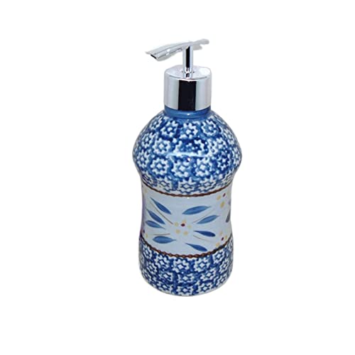 ATMRC Seifenspender Lotion Seifenspender Keramik Pumpspender Nachfüllspender Bad Duschspender mit silbernem Kunststoff Pumpenkopf Retro Soap Dispenser(Blue) von ATMRC