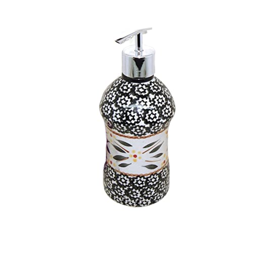 ATMRC Seifenspender Lotion Seifenspender Keramik Pumpspender Nachfüllspender Bad Duschspender mit silbernem Kunststoff Pumpenkopf Retro Soap Dispenser(Noir) von ATMRC
