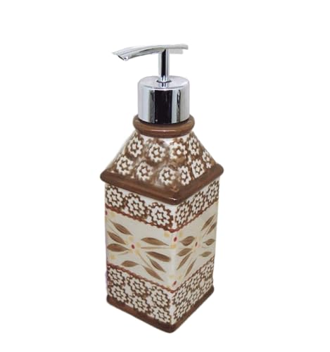Seifenspender Retro Seifenspender Keramik Pumpspender Nachfüller Badelotion Duschspender mit Kunststoff-Pumpenkopf for Badezimmer Soap Dispenser(Brown) von ATMRC