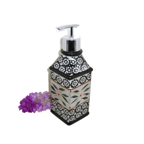 Seifenspender Retro Seifenspender Keramik Pumpspender Nachfüller Badelotion Duschspender mit Kunststoff-Pumpenkopf for Badezimmer Soap Dispenser(Noir) von ATMRC