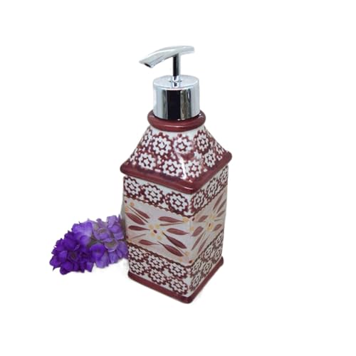Seifenspender Retro Seifenspender Keramik Pumpspender Nachfüller Badelotion Duschspender mit Kunststoff-Pumpenkopf for Badezimmer Soap Dispenser(Red) von ATMRC
