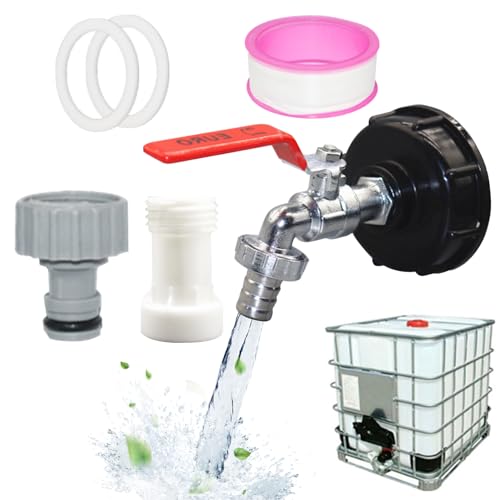 IBC Wassertank ZubehöR Auslaufhahn, 3/4" Legierung IBC Tank Zubehör S60X6 Grobgewinde IBC Adapter, Wasserhahn, Gartenschlauch Wassertank Schlauchanschluss Ersatz Regenwassertanks von ATMWM