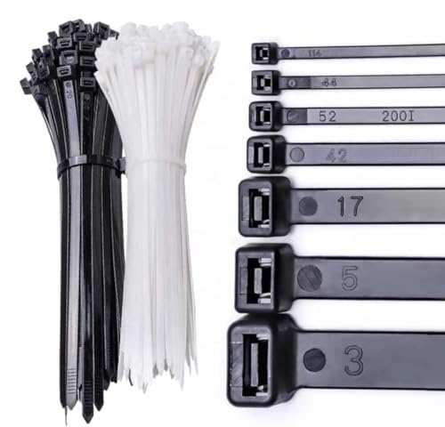 Profi Kabelbinder aus Nylon in schwarz/weiß 100 Stück verschiedene Größen - extrem Zugfest (L 370 mm x B 7,6 mm, schwarz) von ATO Tools