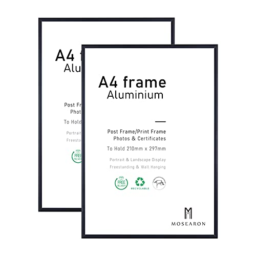 ATOBART A4-Fotorahmen, 2er-Pack-21x30cm schwarzer Bilderrahmen, Zertifikatsrahmen für Wandmontage oder Tischaufsteller, 2er-Set von ATOBART
