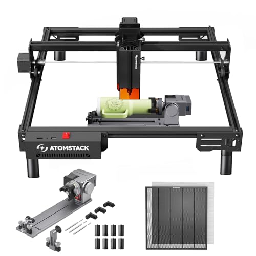 ATOMSTACK A20 Pro V2 20W Ausgangsleistung Laserschneider Lasergravierer mit R8 Rotationsfutter und F4 Waben Laserbett, APP Gravur, Compressed Spot Laser Graviermaschine für Holz Metall Acryl von ATOMSTACK MAKER
