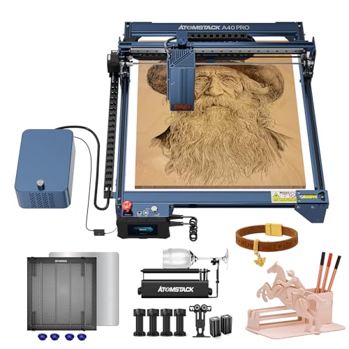 ATOMSTACK A40 Pro Lasergravierer 210W mit R3 PRO Laser Rotationswalze, F2 Laser Honeycomb Arbeitsplatte, Automatische Luftunterstützung, 48W Laserleistung Laser Graviermaschine Laser Cutter Holz von ATOMSTACK MAKER