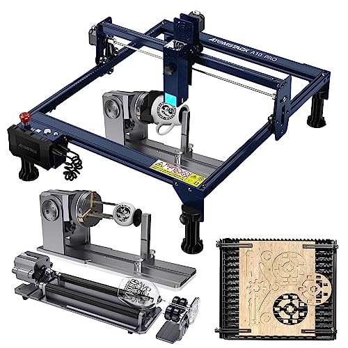 ATOMSTACK 50W A10 Pro Laser Graviermaschine 10W Ausgangsleistung CNC Laser Cutter mit R1 PRO Laser Rotationswalze, F3 Schutzplatte, Holz Gravieren Schneiden, Präziser Fokus, Offline Gravur von ATOMSTACK