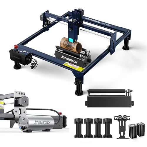 ATOMSTACK A10 Pro Laser Engraver mit R3 PRO Rotationswalze, Air Assist Set, 50W Gravur Schneidemaschine für DIY Holz Metall Bastelpapier Acryl Leder von ATOMSTACK