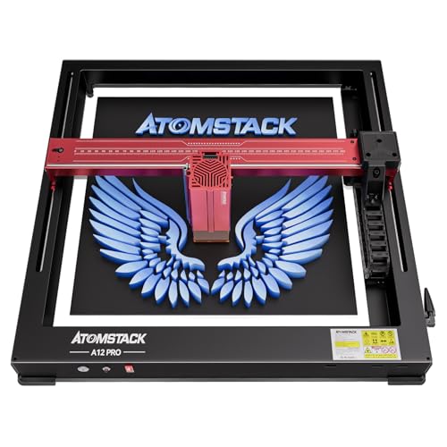 ATOMSTACK A12 Pro Laser Graviermaschine 50W, 12W Lasergravur Maschine mit 600mm/s Hohe Gravurgeschwindigkeit, Laser Cutter Schneiden Sie 8 mm Paulownia Bretter in einem Durchgang, 370x310mm von ATOMSTACK