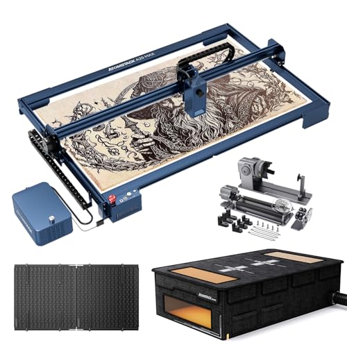 ATOMSTACK A20 MAX Laser Graviermaschine mit FB2 Plus Schutzbox, F3 Plus Matrix-Arbeitstisch, R1 Pro Roller - 20W Ausgangsleistung Dual Laser Cutter Lasergravierer für Holz/Glas/Metall/Holz von ATOMSTACK