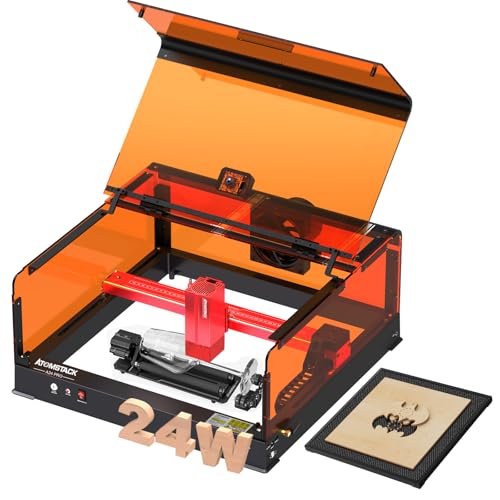 ATOMSTACK A24 Pro 20-24W Laser Graviermaschine Optischer Laser gravierer Power Laser All-in-One Graveur mit B3 Kasten Pinpoint Kamera F4 Wabenplatte R2 V2 Rolle von ATOMSTACK