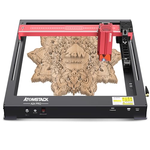 ATOMSTACK A24 Pro Laser Cutter 20W Laserleistung Laser Graviermaschine, 300W Laser Effect Lasergravur maschine mit 0.06 * 0.06mm, Laserschneider für Holz 20mm One Cut, Keine Installation erforderlich von ATOMSTACK